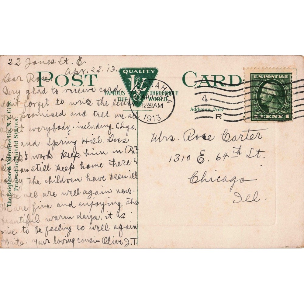 Vintage DeSoto Hotel Savannah Georgia Postcard 1913 Postmark Leighton Valentine - Picture 2 of 2